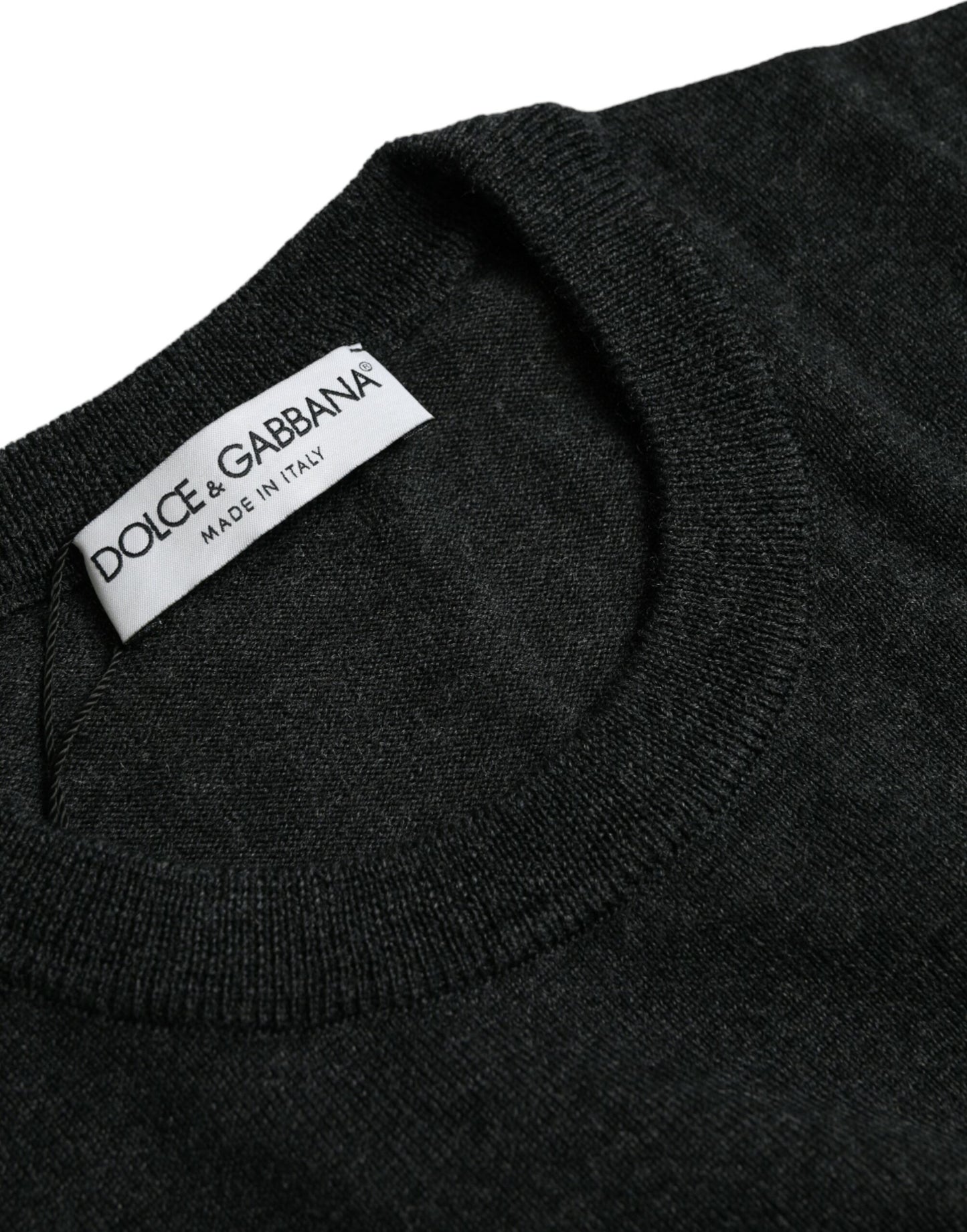 Dolce & Gabbana Pullover aus dunkelgrauer Wolle mit Rundhalsausschnitt