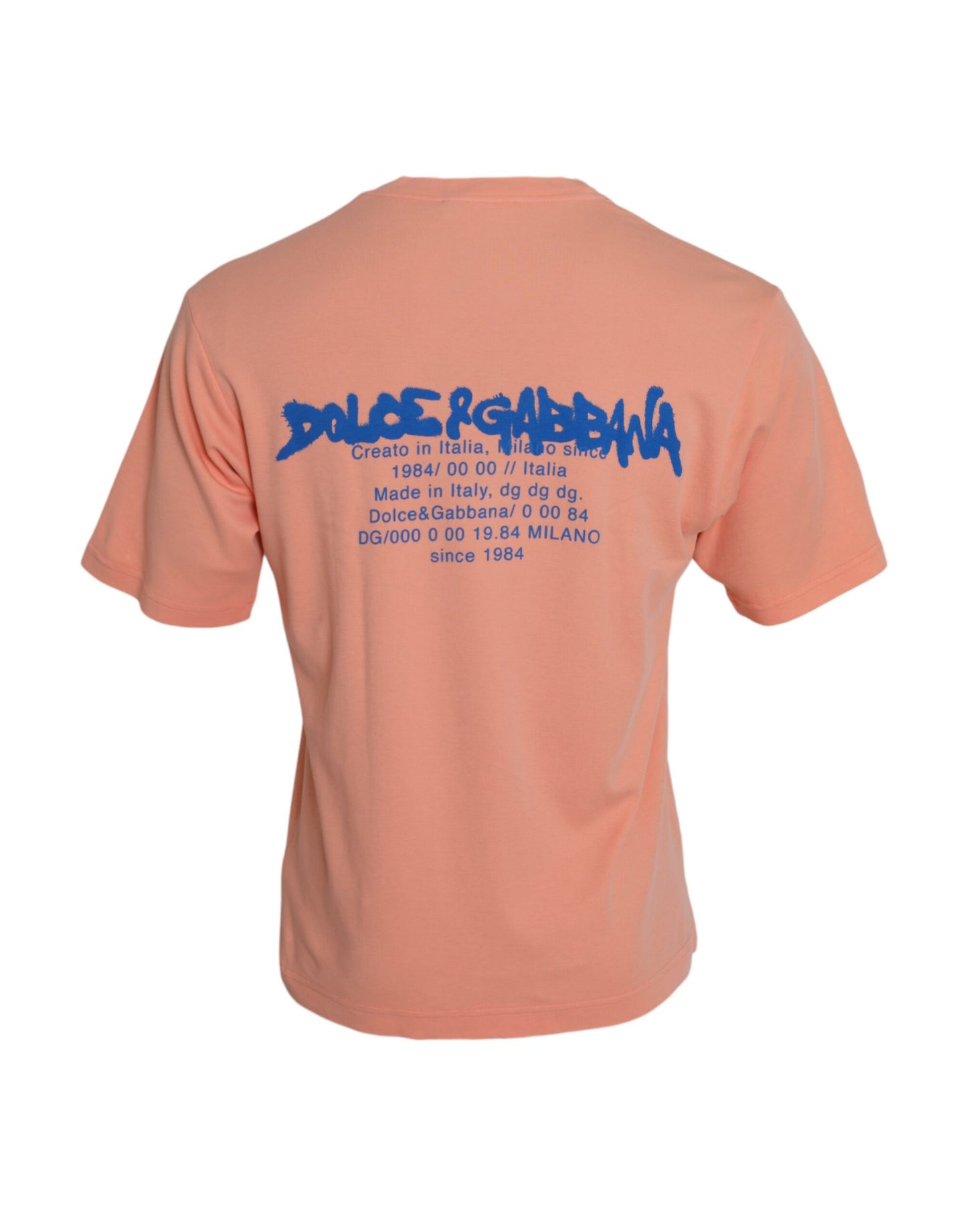 Dolce & Gabbana – Korallenfarbenes Baumwoll-T-Shirt mit Logo-Print und kurzen Ärmeln
