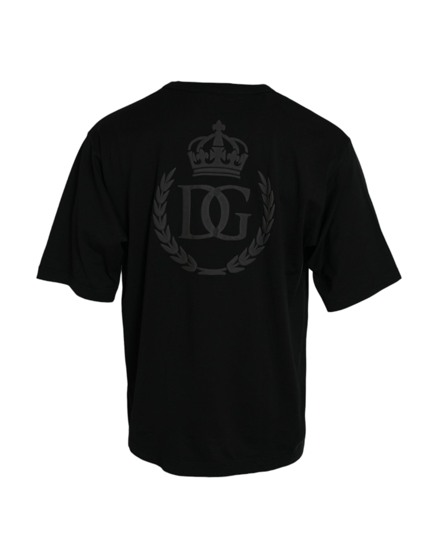 Dolce & Gabbana – Schwarzes T-Shirt mit Rundhalsausschnitt und kurzen Ärmeln und geprägtem Logo