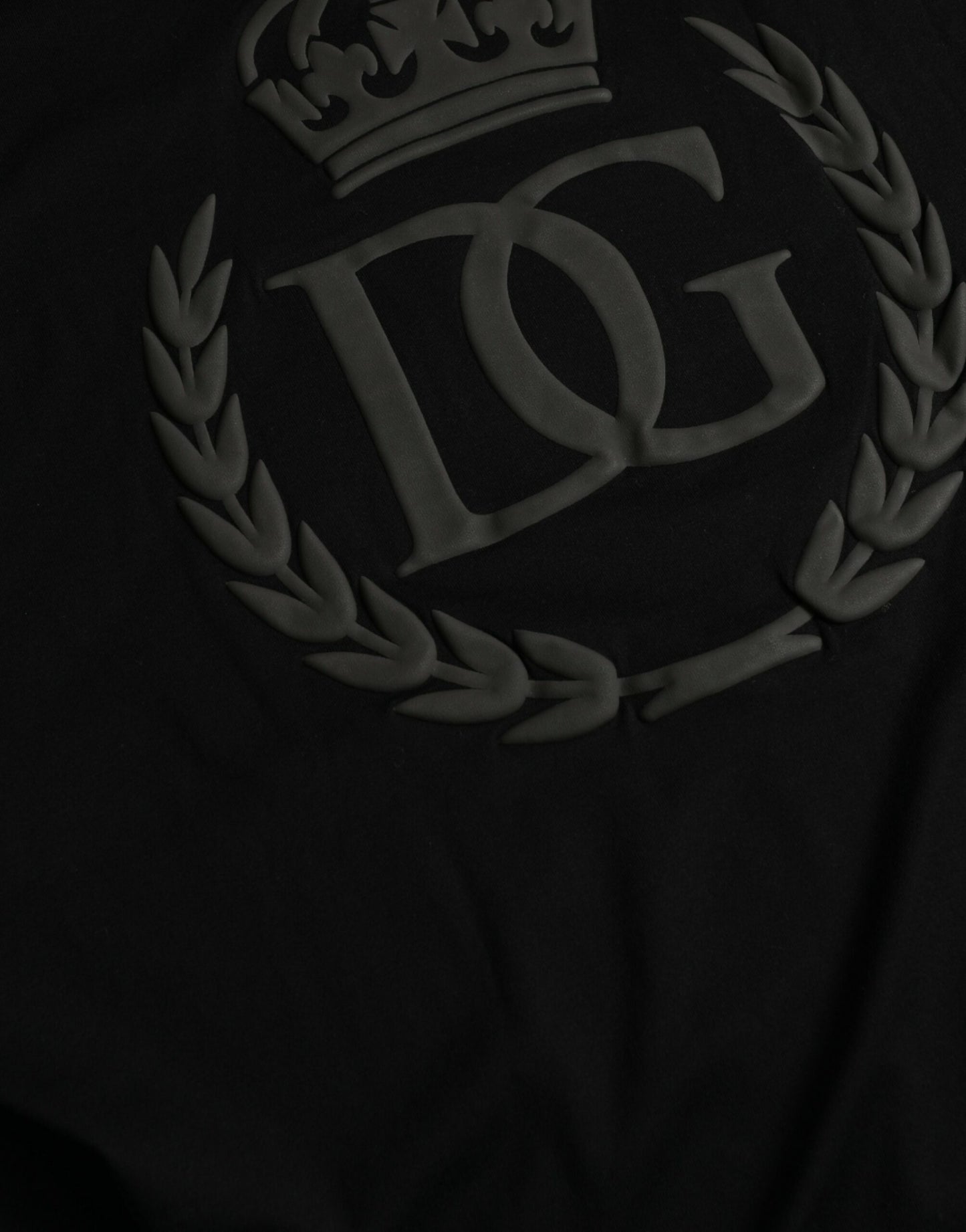 Dolce & Gabbana – Schwarzes T-Shirt mit Rundhalsausschnitt und kurzen Ärmeln und geprägtem Logo