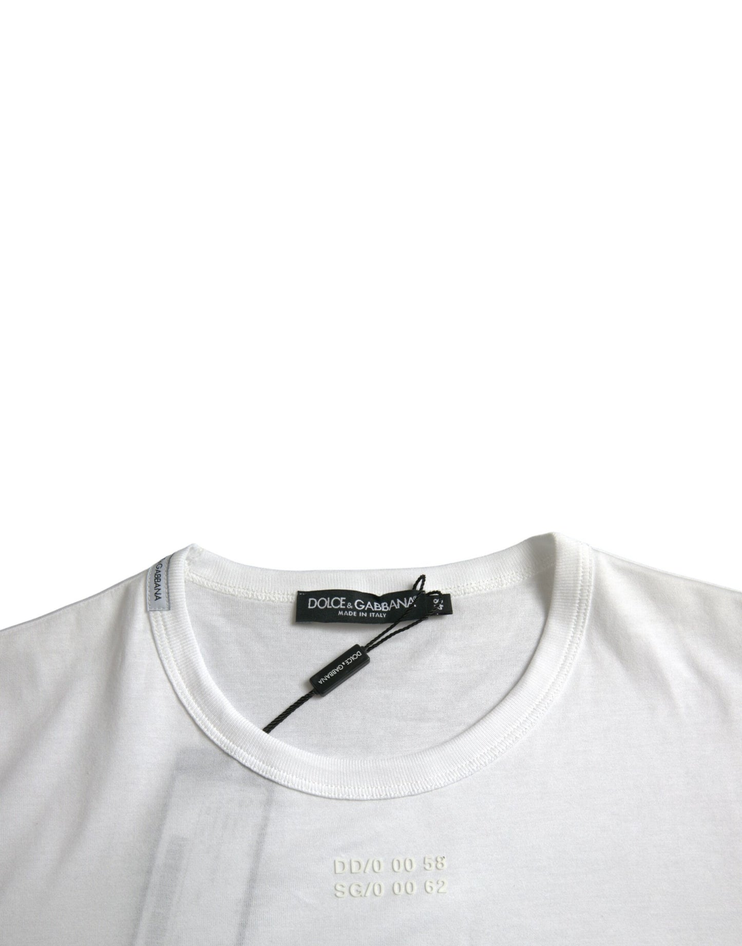 Dolce & Gabbana – Weißes T-Shirt mit kurzen Ärmeln aus Baumwolle mit Tasche