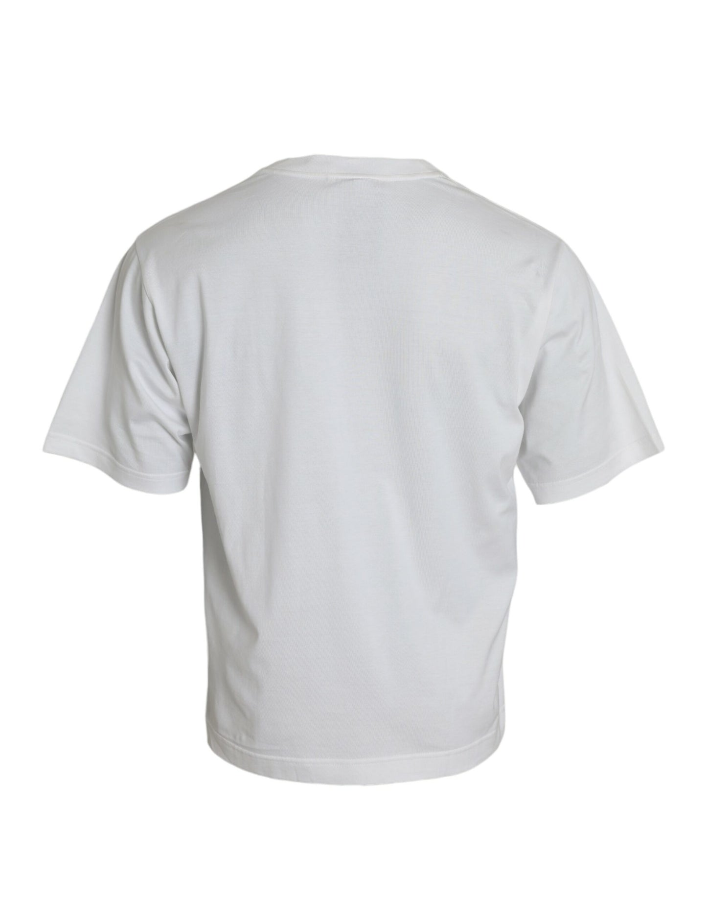 Dolce & Gabbana – Weißes, verziertes Baumwoll-T-Shirt mit Rundhalsausschnitt