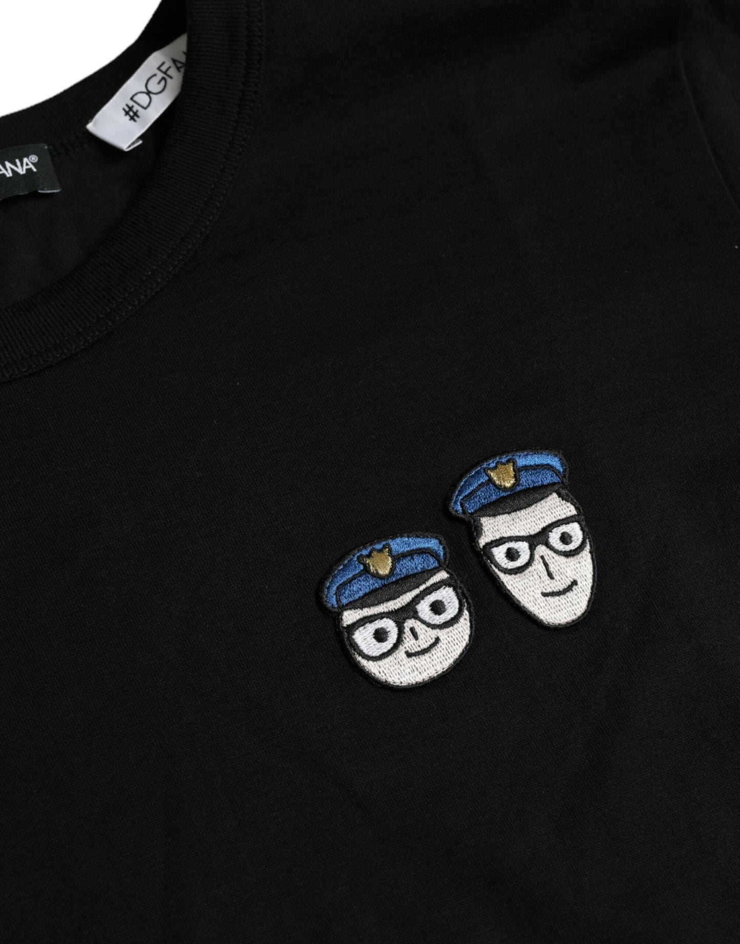 Dolce & Gabbana – Schwarzes T-Shirt aus Baumwolle mit Rundhalsausschnitt #DGFamily
