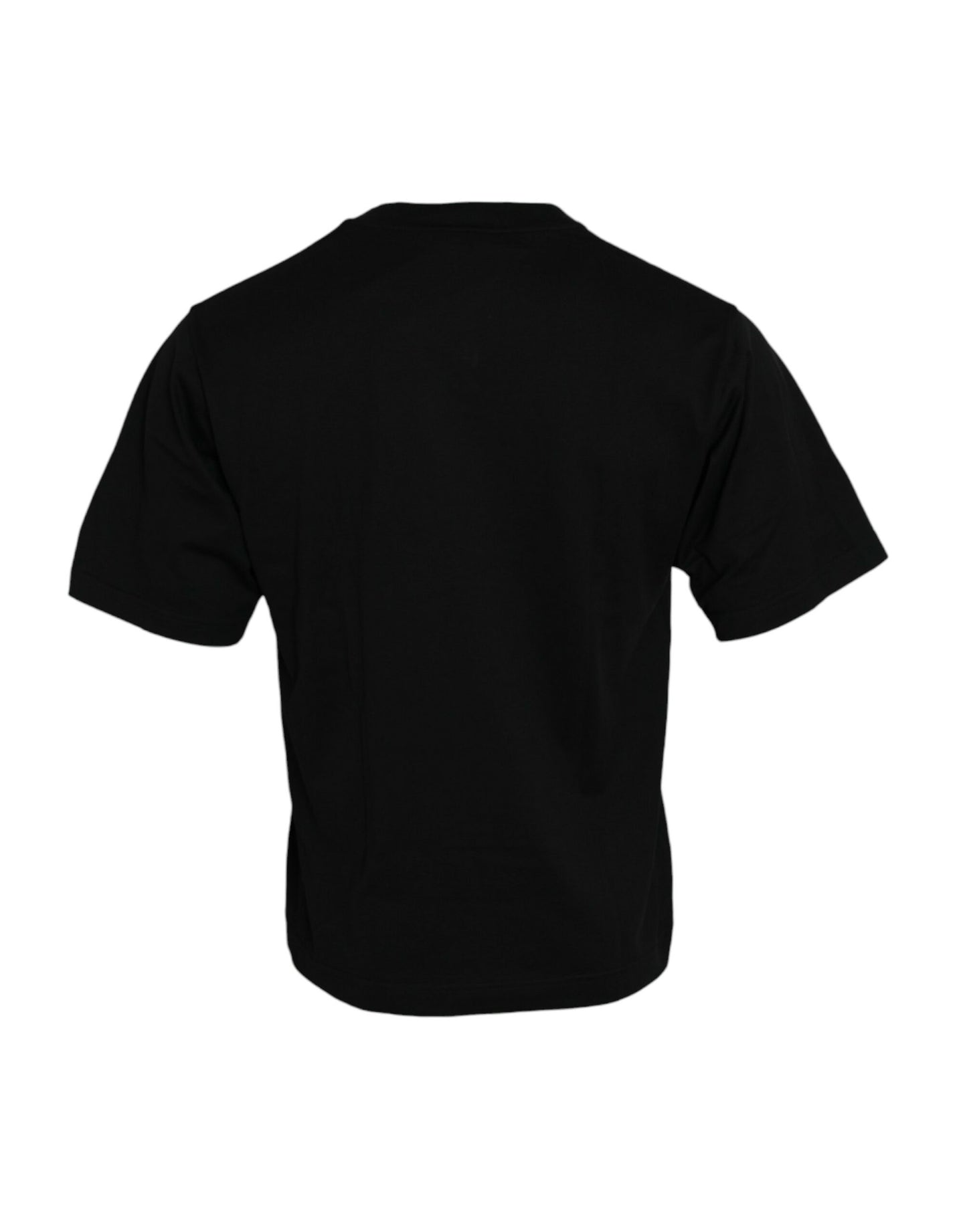 Dolce & Gabbana – Schwarzes, verziertes T-Shirt aus Baumwolle mit Rundhalsausschnitt