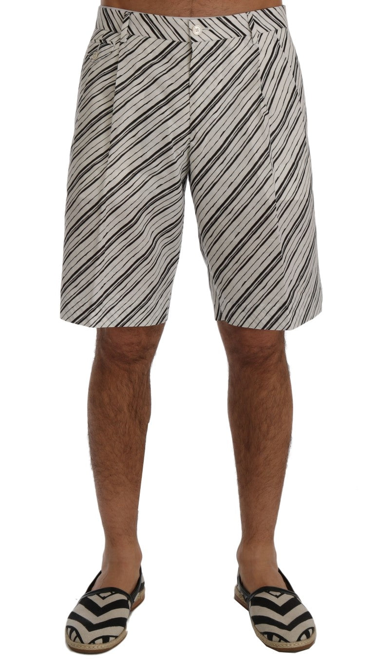 Dolce & Gabbana – Weiß-schwarz gestreifte Freizeitshorts