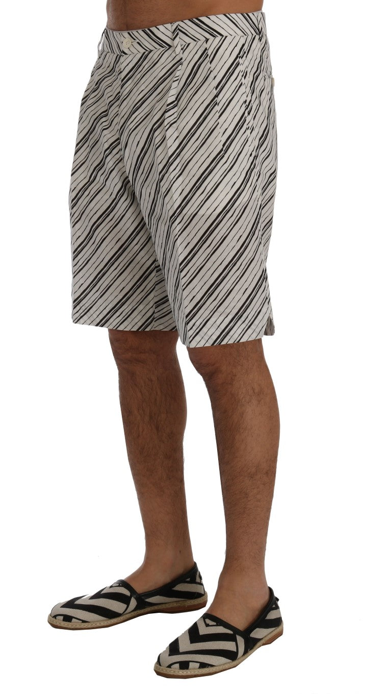 Dolce & Gabbana – Weiß-schwarz gestreifte Freizeitshorts