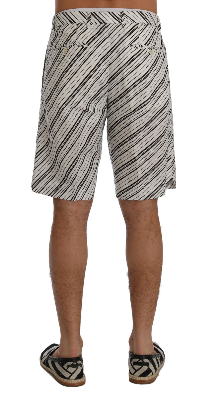 Dolce & Gabbana – Weiß-schwarz gestreifte Freizeitshorts