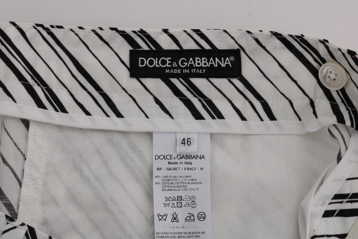 Dolce & Gabbana – Weiß-schwarz gestreifte Freizeitshorts