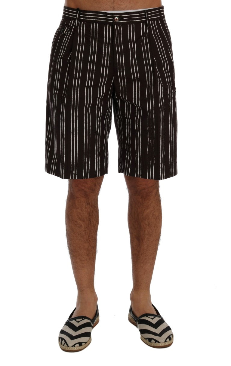 Dolce & Gabbana Bordeaux-weiß gestreifte Freizeitshorts aus Hanf