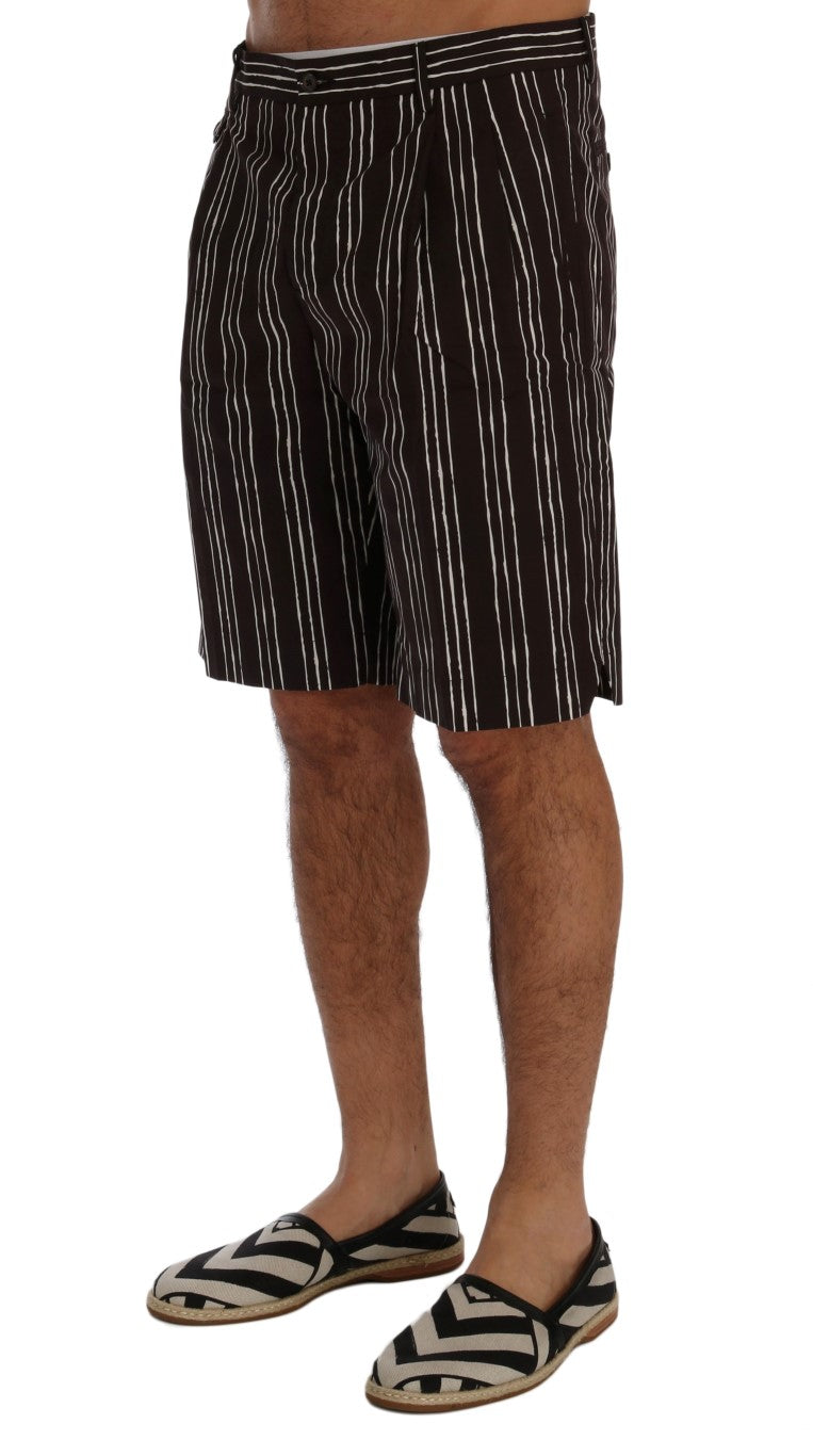 Dolce & Gabbana Bordeaux-weiß gestreifte Freizeitshorts aus Hanf
