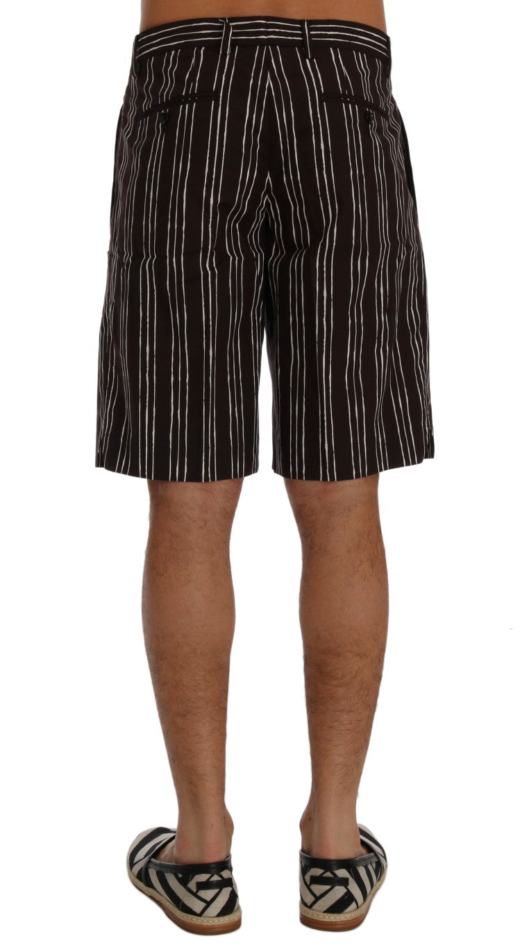 Dolce & Gabbana Bordeaux-weiß gestreifte Freizeitshorts aus Hanf