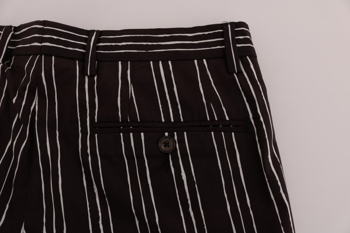 Dolce & Gabbana Bordeaux-weiß gestreifte Freizeitshorts aus Hanf