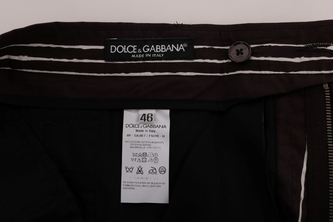 Dolce & Gabbana Bordeaux-weiß gestreifte Freizeitshorts aus Hanf