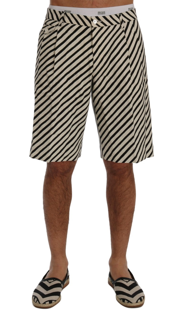 Dolce & Gabbana – Freizeitshorts aus Hanf mit weißen und schwarzen Streifen