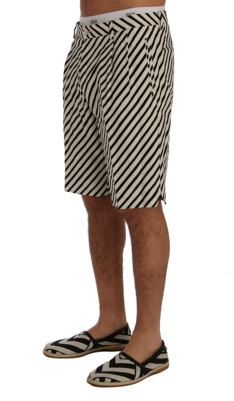 Dolce & Gabbana – Freizeitshorts aus Hanf mit weißen und schwarzen Streifen