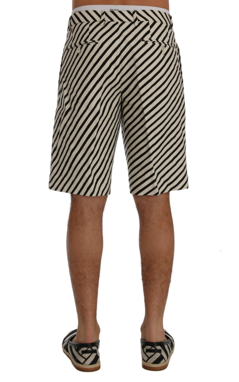Dolce & Gabbana – Freizeitshorts aus Hanf mit weißen und schwarzen Streifen