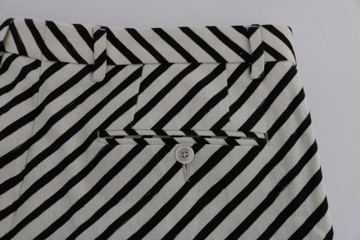Dolce & Gabbana – Freizeitshorts aus Hanf mit weißen und schwarzen Streifen