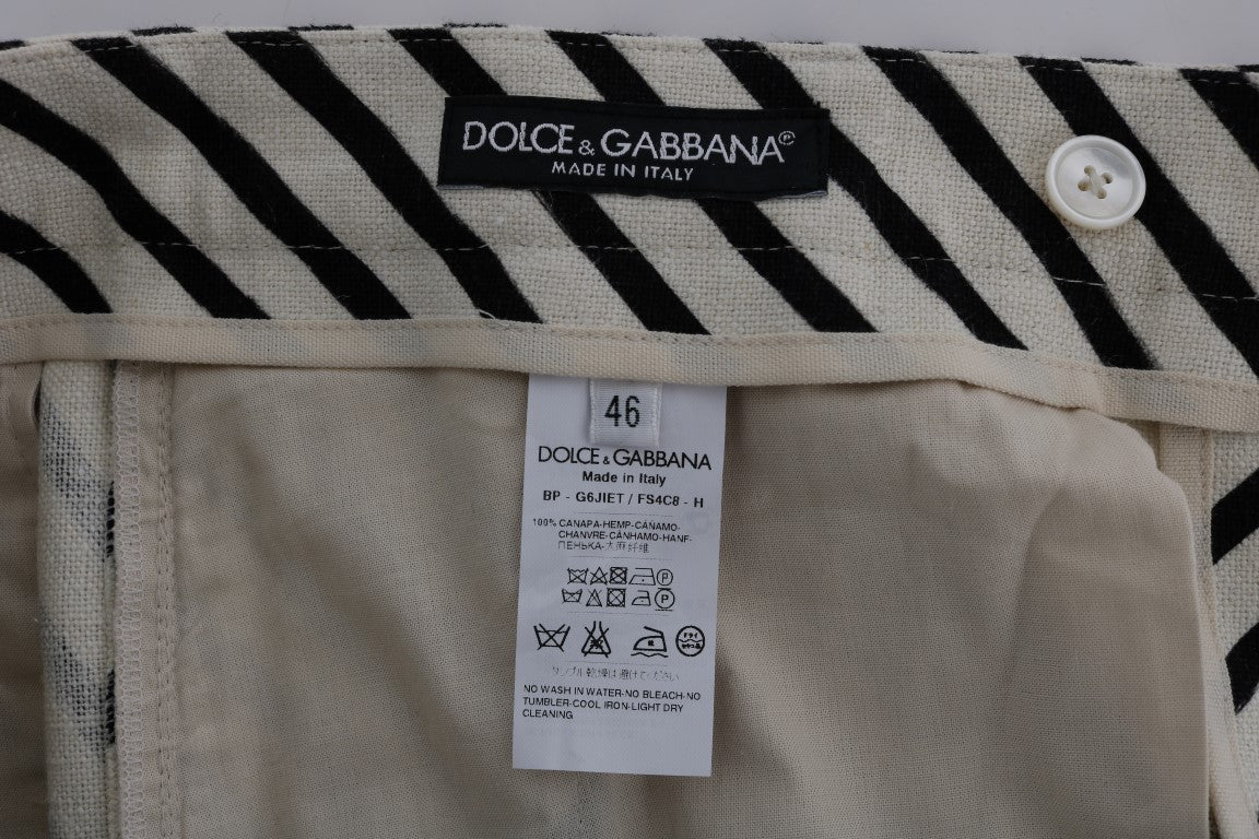 Dolce & Gabbana – Freizeitshorts aus Hanf mit weißen und schwarzen Streifen