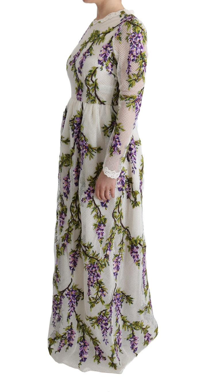 Dolce & Gabbana – Weißes Maxikleid mit Blumenstickerei
