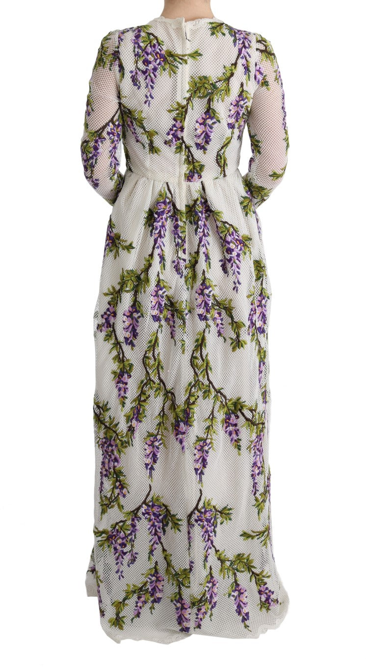 Dolce & Gabbana – Weißes Maxikleid mit Blumenstickerei