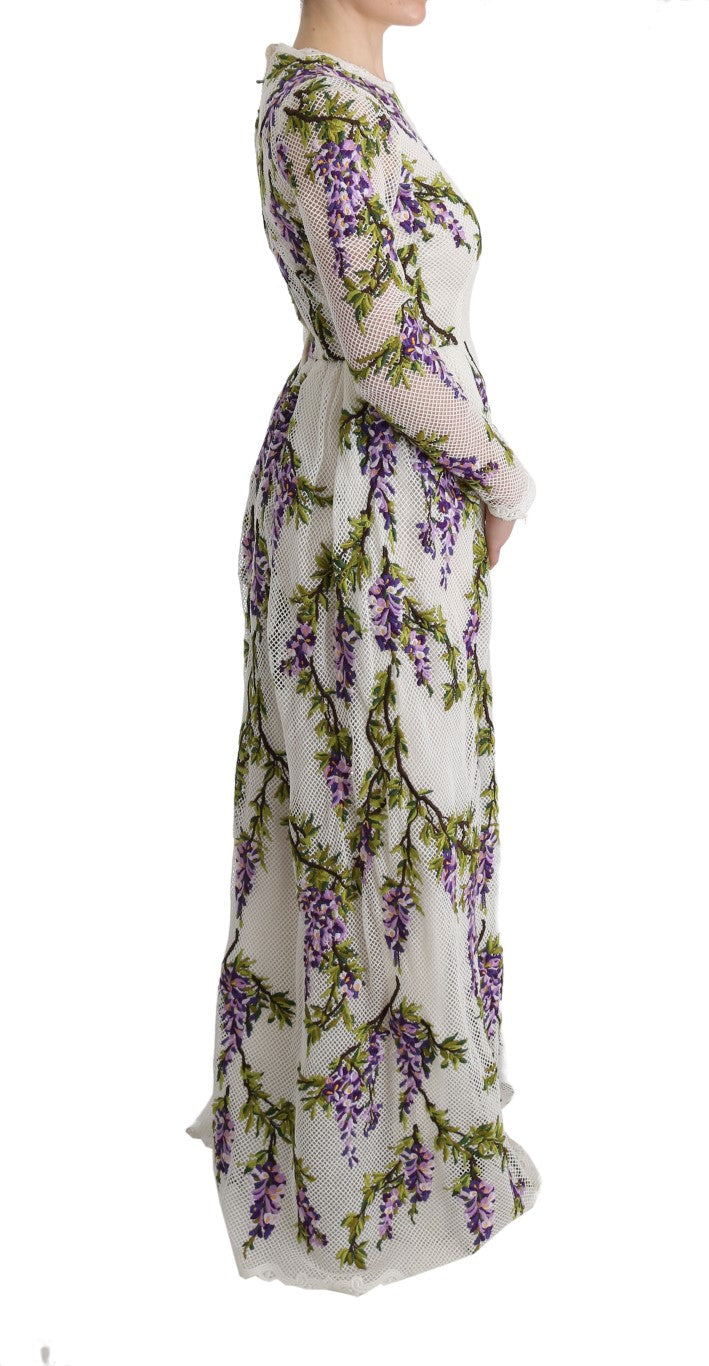 Dolce & Gabbana – Weißes Maxikleid mit Blumenstickerei