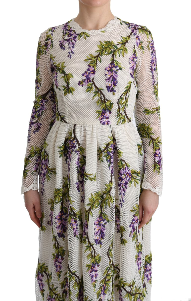 Dolce & Gabbana – Weißes Maxikleid mit Blumenstickerei