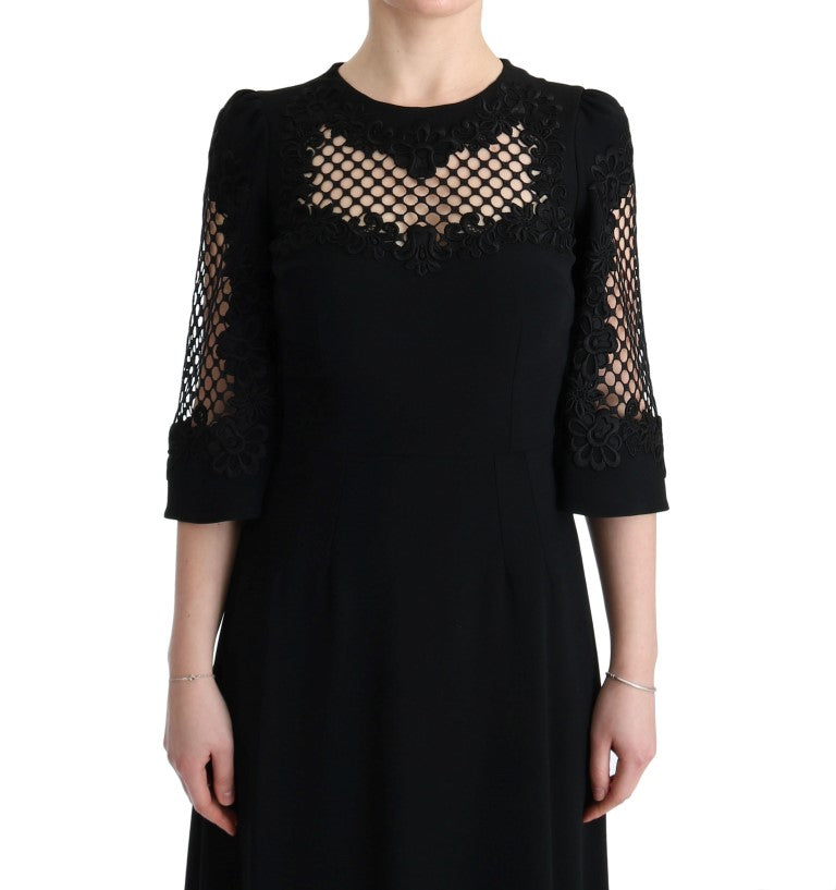 Dolce & Gabbana – Langes Maxi-Etuikleid aus Stretch in Schwarz