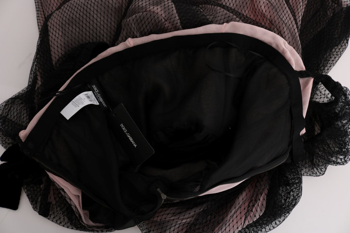 Dolce & Gabbana – Langes Etuikleid aus Seide in Schwarz und Rosa