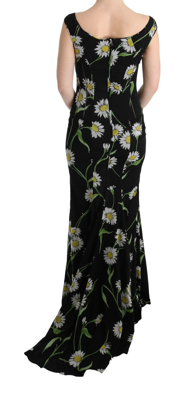 Dolce & Gabbana Etuikleid aus Stretch-Seide mit Sonnenblumenmuster
