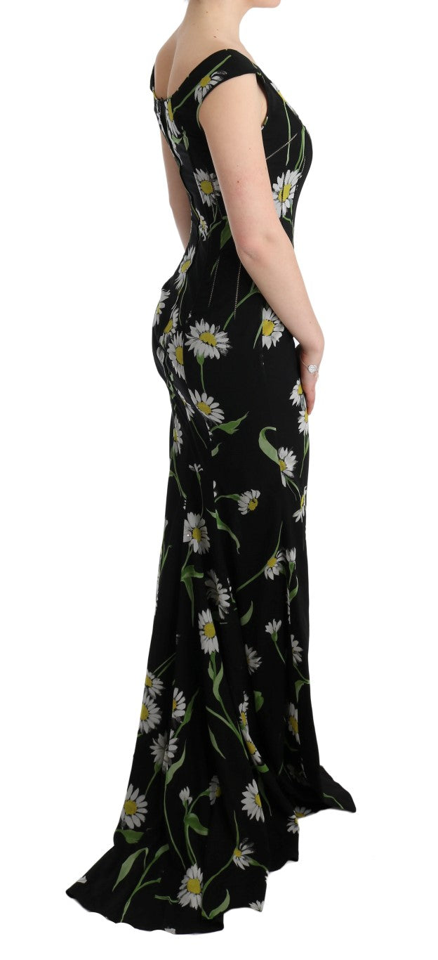 Dolce & Gabbana Etuikleid aus Stretch-Seide mit Sonnenblumenmuster
