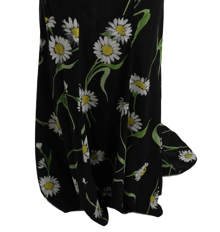 Dolce & Gabbana Etuikleid aus Stretch-Seide mit Sonnenblumenmuster