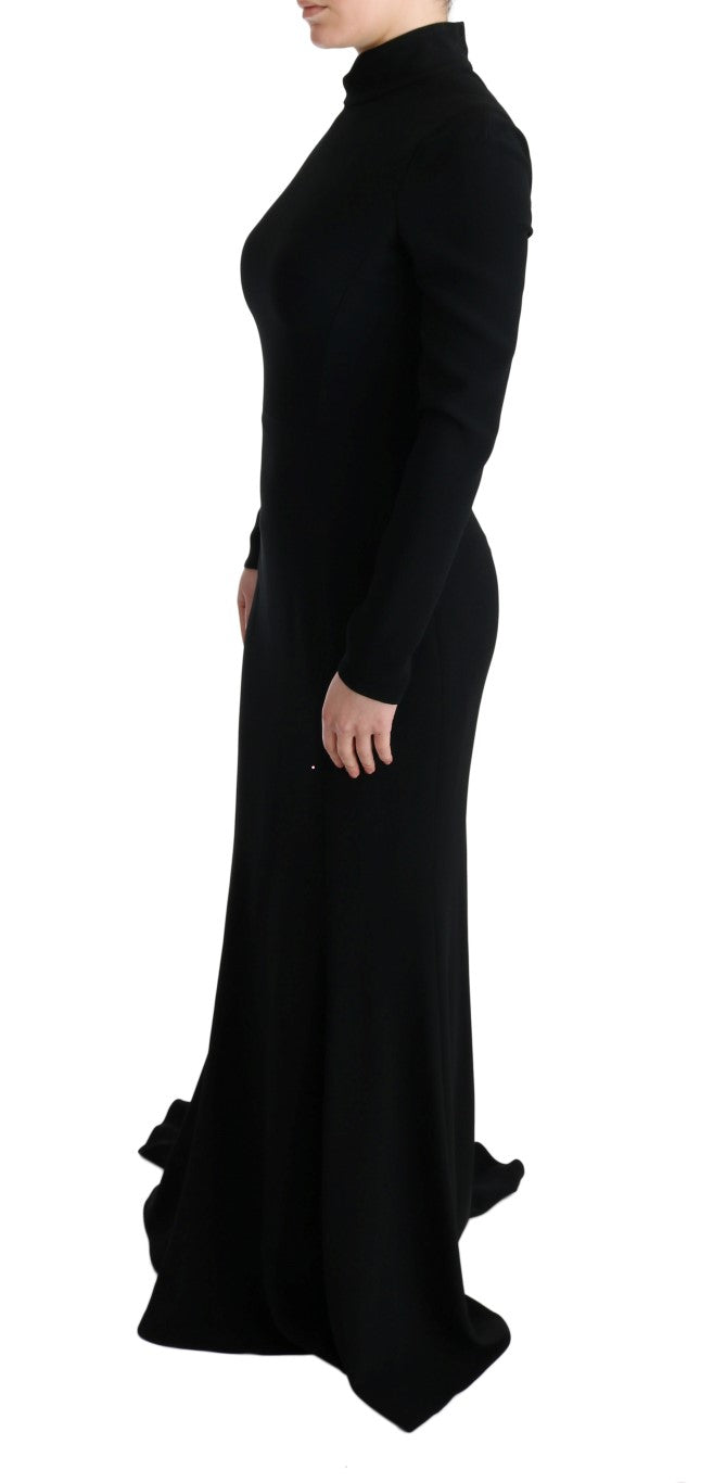 Dolce & Gabbana – Langes, schwarzes Stretch-Etuikleid
