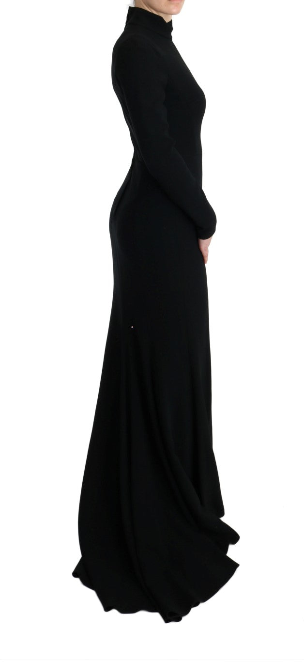 Dolce & Gabbana – Langes, schwarzes Stretch-Etuikleid