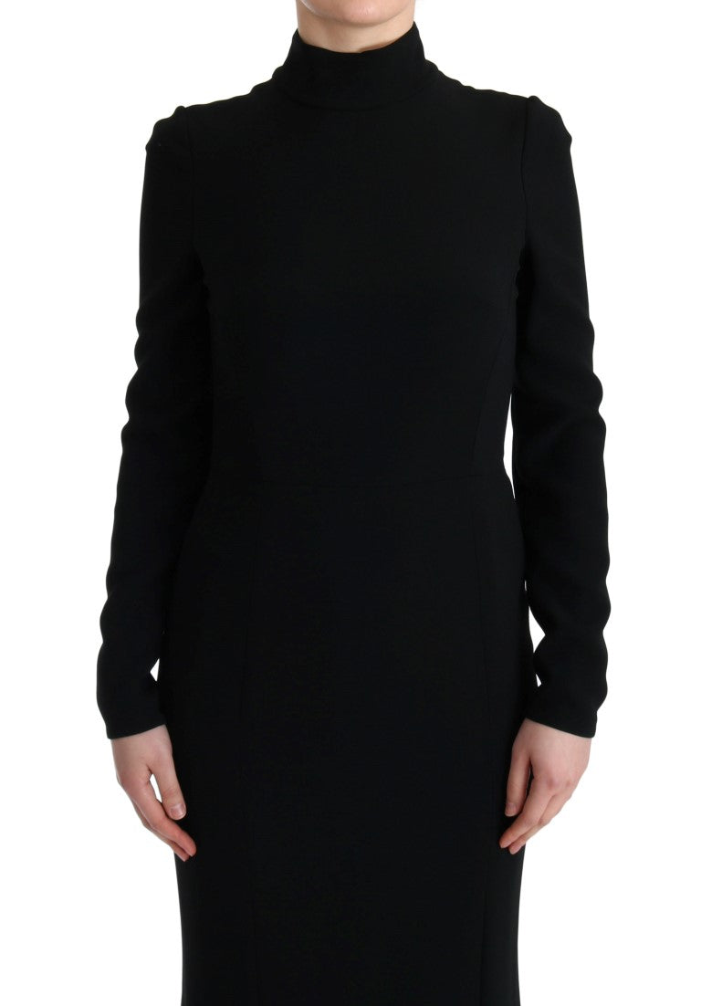Dolce & Gabbana – Langes, schwarzes Stretch-Etuikleid