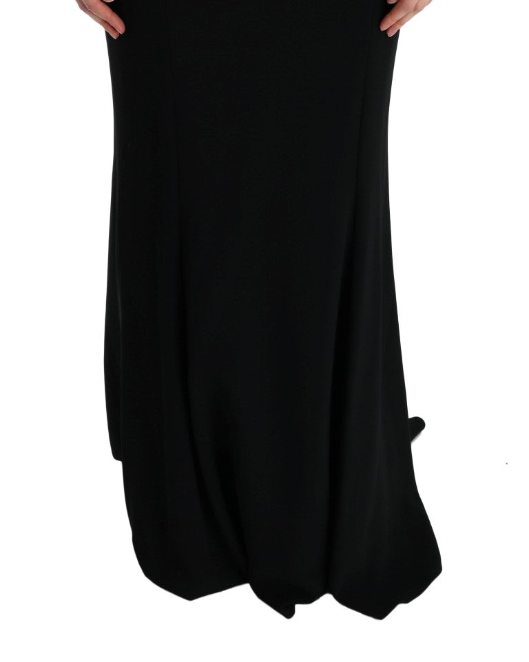 Dolce & Gabbana – Langes, schwarzes Stretch-Etuikleid