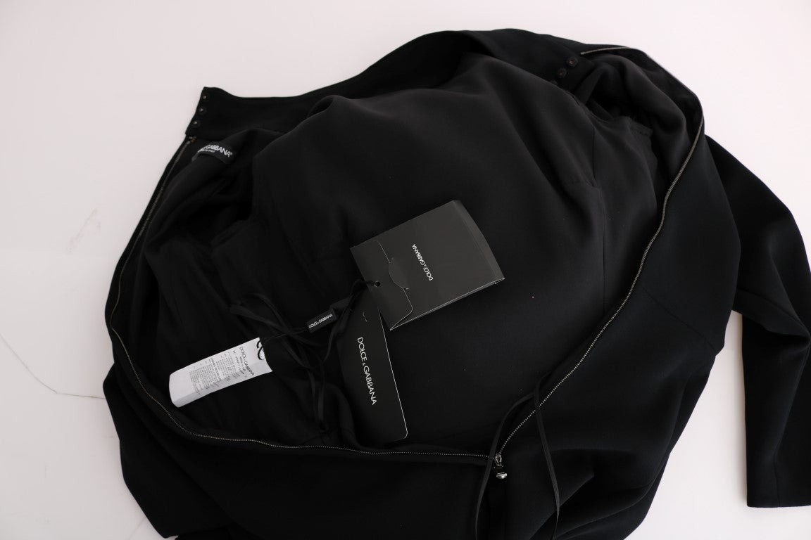 Dolce & Gabbana – Langes, schwarzes Stretch-Etuikleid