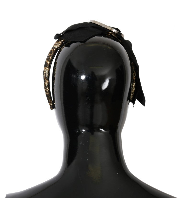 Dolce & Gabbana Schwarzes, kristallweißes Diadem-Stirnband