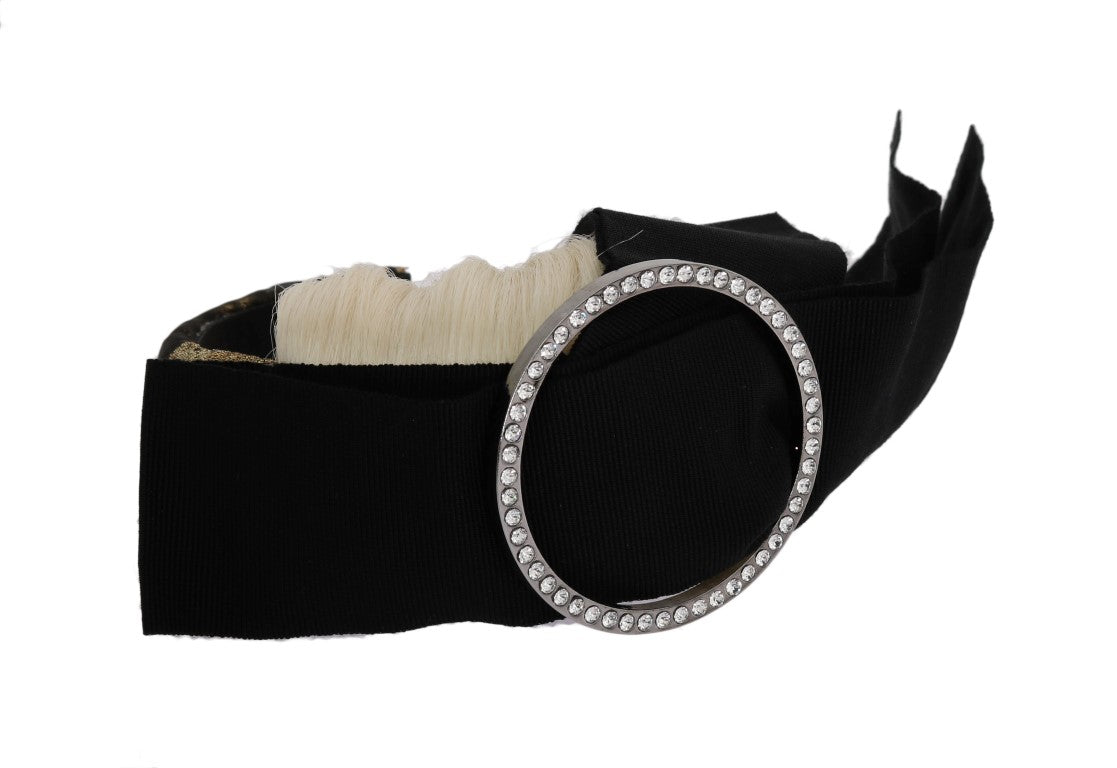 Dolce & Gabbana Schwarzes, kristallweißes Diadem-Stirnband