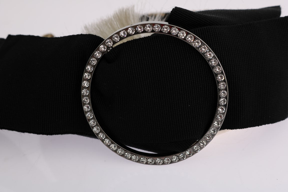 Dolce & Gabbana Schwarzes, kristallweißes Diadem-Stirnband