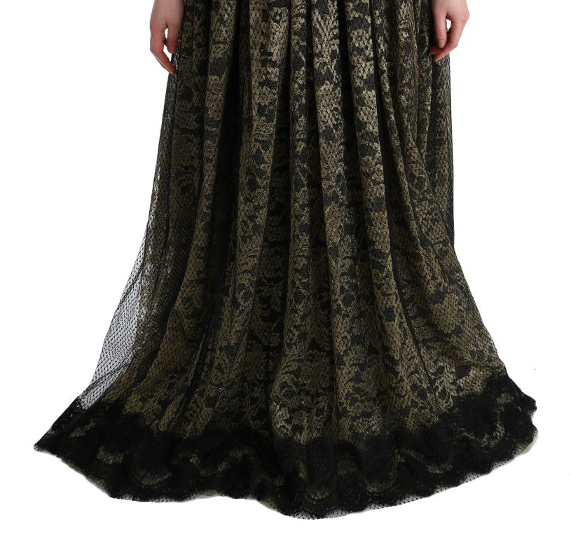 Dolce & Gabbana – Schwarz-gelbes Etuikleid aus Kristallspitze