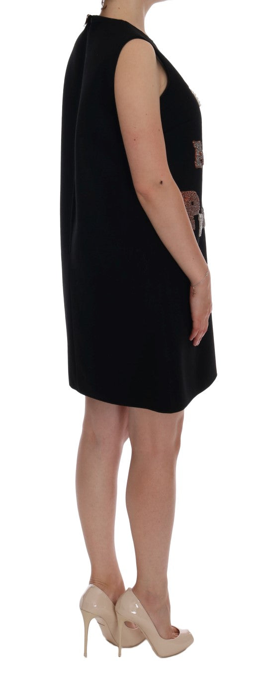 Dolce & Gabbana Schwarzes I AM A PRINCESS Etuikleid mit Kristallen
