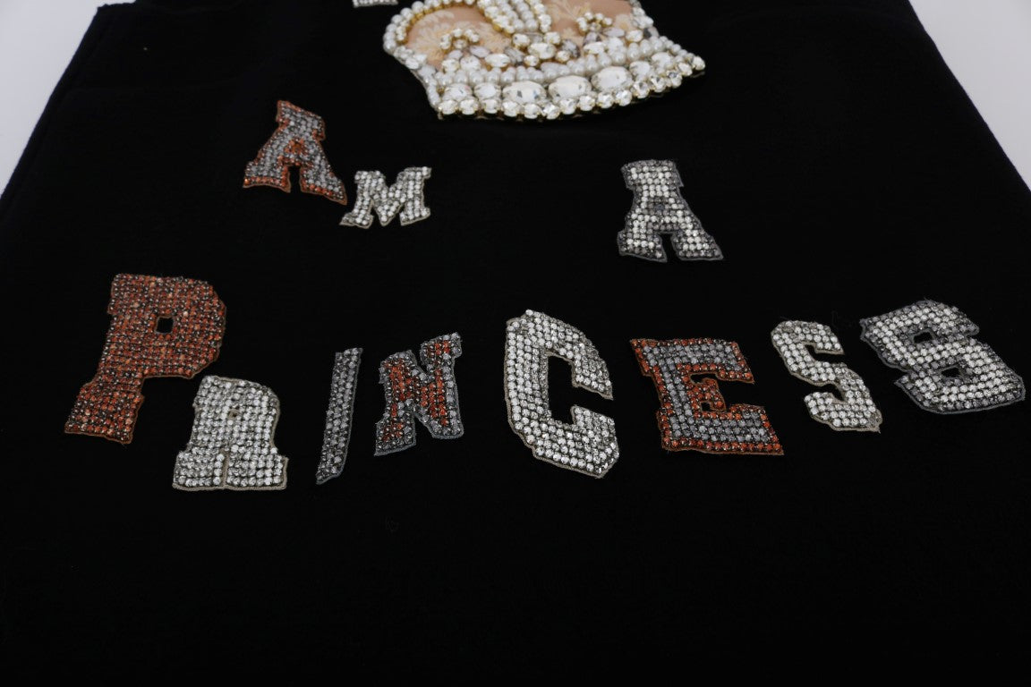 Dolce & Gabbana Schwarzes I AM A PRINCESS Etuikleid mit Kristallen