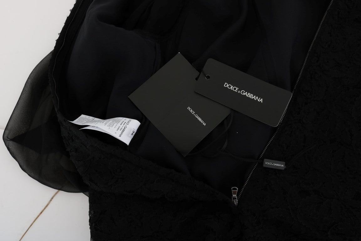 Dolce & Gabbana – Etuikleid aus schwarzer Spitze mit rotem Herz