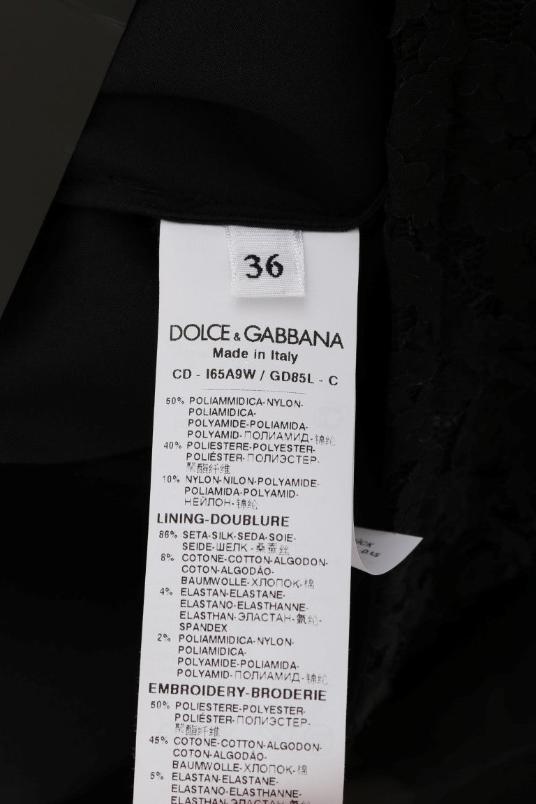 Dolce & Gabbana – Etuikleid aus schwarzer Spitze mit rotem Herz
