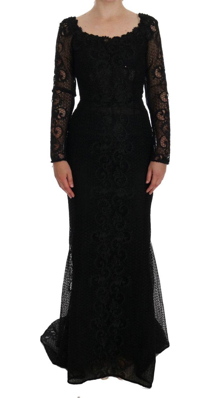 Dolce & Gabbana Schwarzes Etuikleid mit Blumenmuster