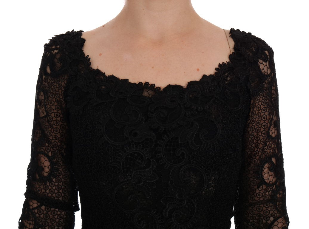 Dolce & Gabbana Schwarzes Etuikleid mit Blumenmuster