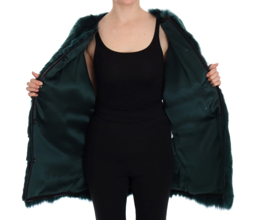 Dolce & Gabbana Grüne Alpaka-Pelzweste ärmellose Jacke