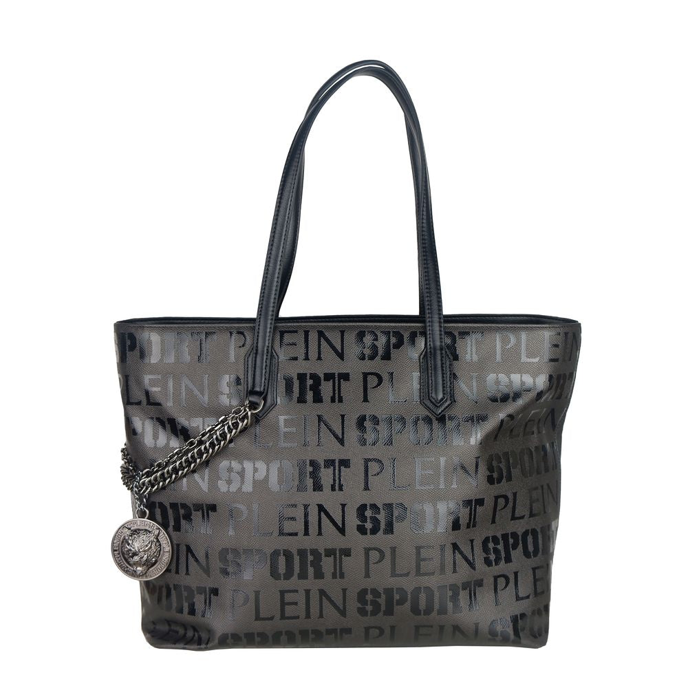 Plein Sport – Elegante schwarze Designer-Einkaufstasche mit Logo-Print