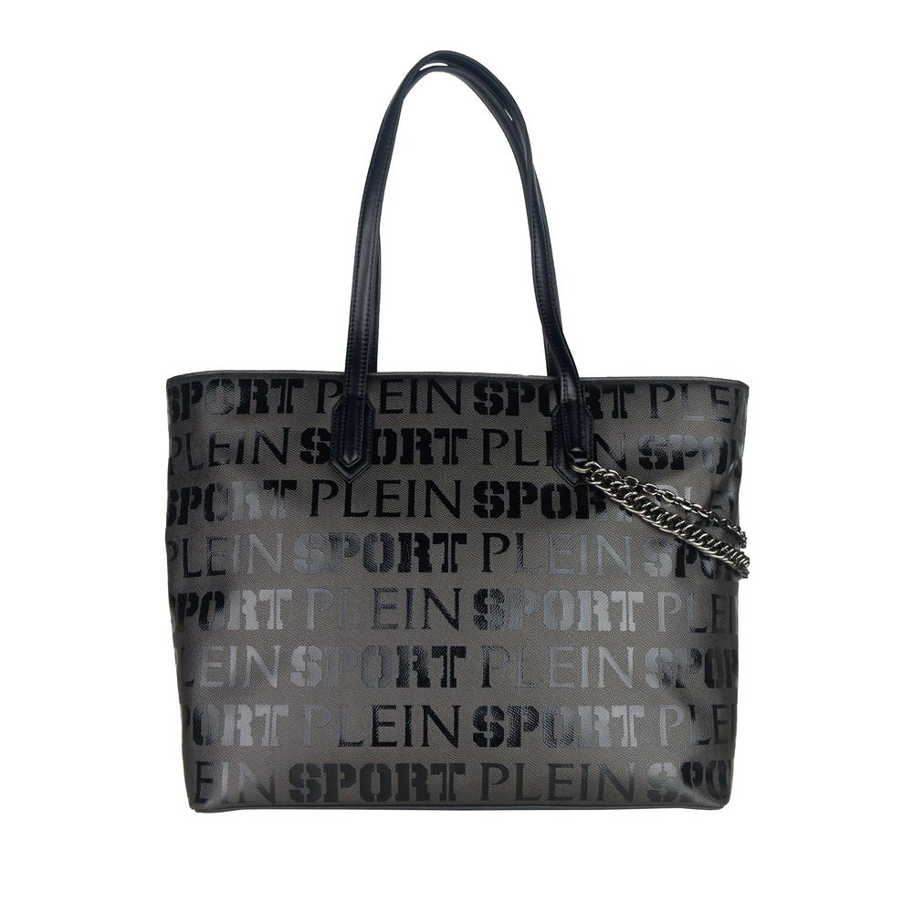 Plein Sport – Elegante schwarze Designer-Einkaufstasche mit Logo-Print