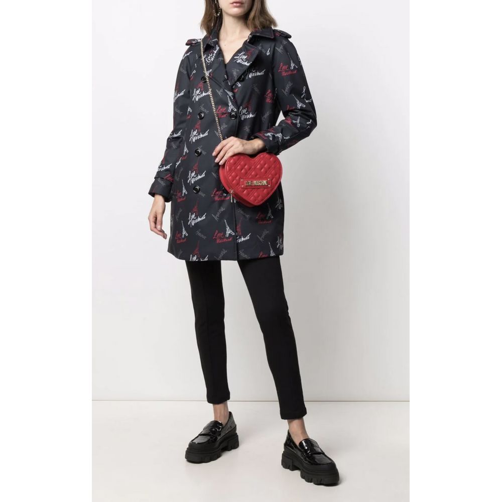 Love Moschino Schwarzer Polyester-Damenmantel